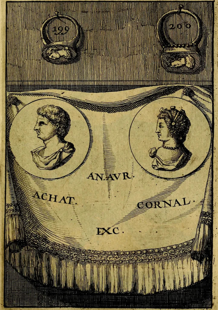 An illustration from Dactyliothecae, seu Annulorum sigillarium quorum priscos tam Graecos quam Romanos usus, ex ferro, aere, argento & auro promptuarii ... Collectis aliunde & ineditis & editis annulorum figuris auctior;, 1695, leaf 292