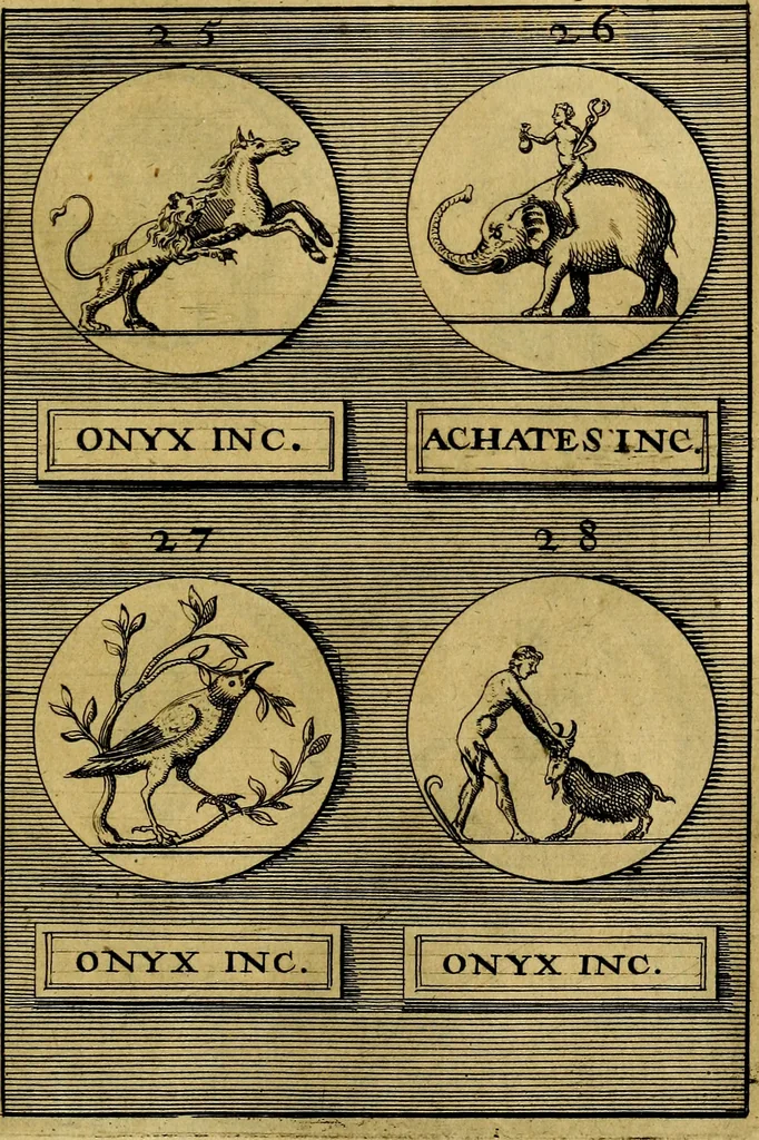 An illustration from Dactyliothecae, seu Annulorum sigillarium quorum priscos tam Graecos quam Romanos usus, ex ferro, aere, argento & auro promptuarii ... Collectis aliunde & ineditis & editis annulorum figuris auctior;, 1695, leaf 380