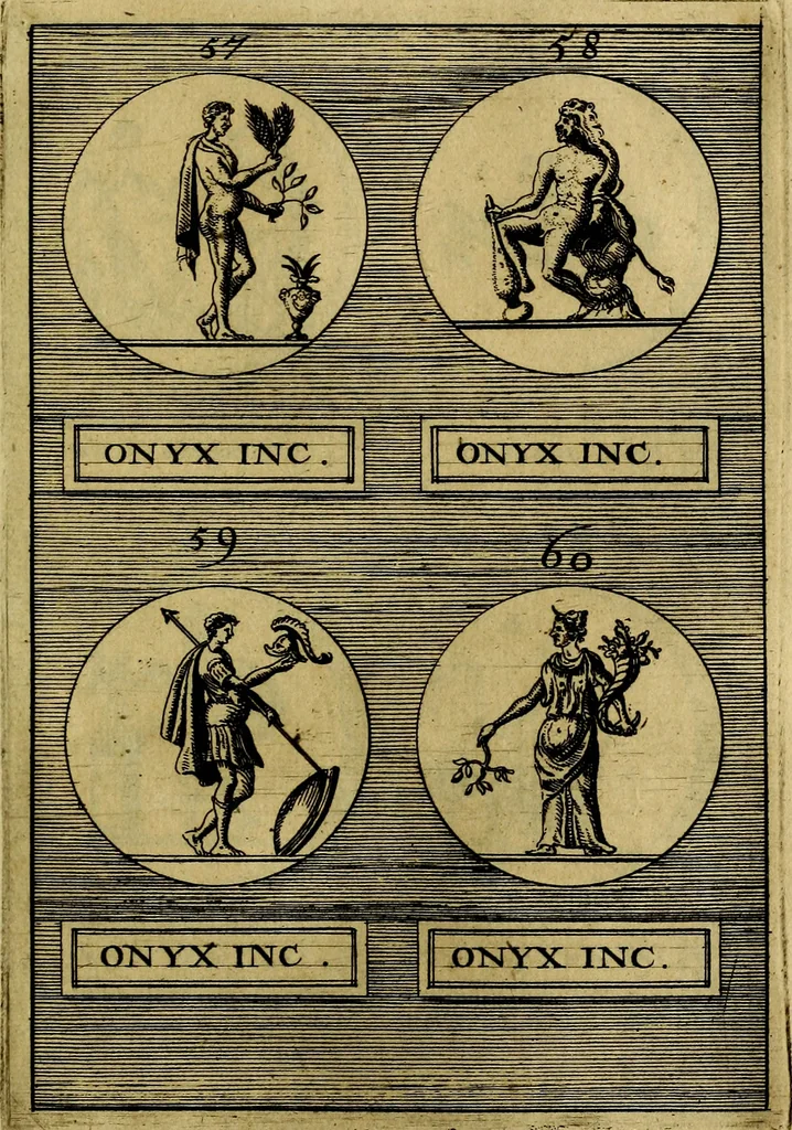 An illustration from Dactyliothecae, seu Annulorum sigillarium quorum priscos tam Graecos quam Romanos usus, ex ferro, aere, argento & auro promptuarii ... Collectis aliunde & ineditis & editis annulorum figuris auctior;, 1695, leaf 396