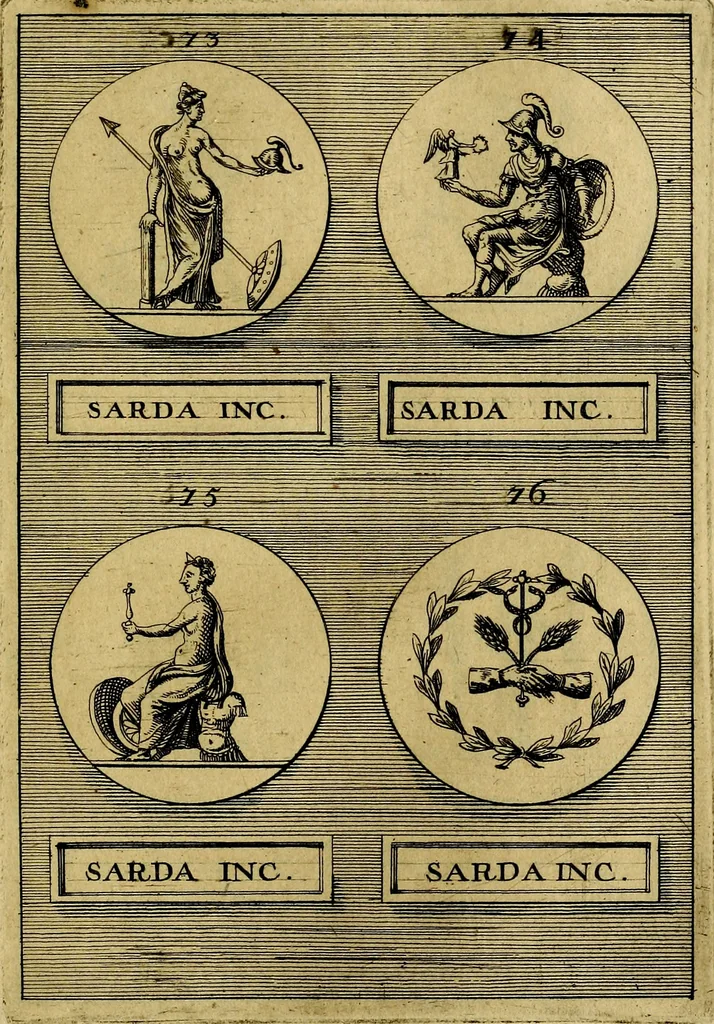 An illustration from Dactyliothecae, seu Annulorum sigillarium quorum priscos tam Graecos quam Romanos usus, ex ferro, aere, argento & auro promptuarii ... Collectis aliunde & ineditis & editis annulorum figuris auctior;, 1695, leaf 404