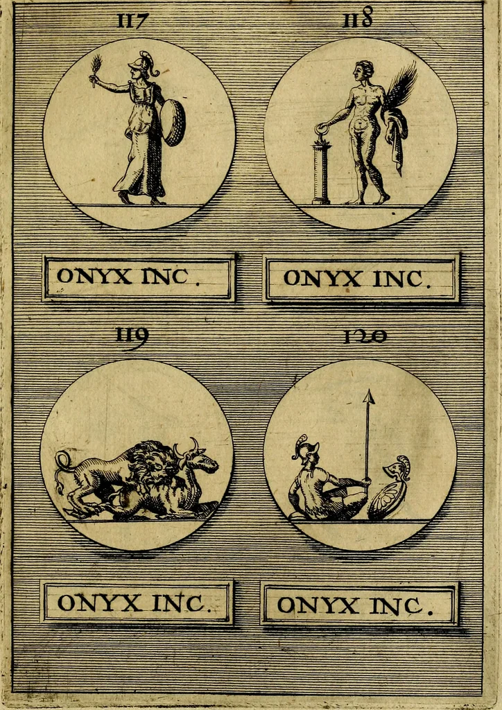 An illustration from Dactyliothecae, seu Annulorum sigillarium quorum priscos tam Graecos quam Romanos usus, ex ferro, aere, argento & auro promptuarii ... Collectis aliunde & ineditis & editis annulorum figuris auctior;, 1695, leaf 426