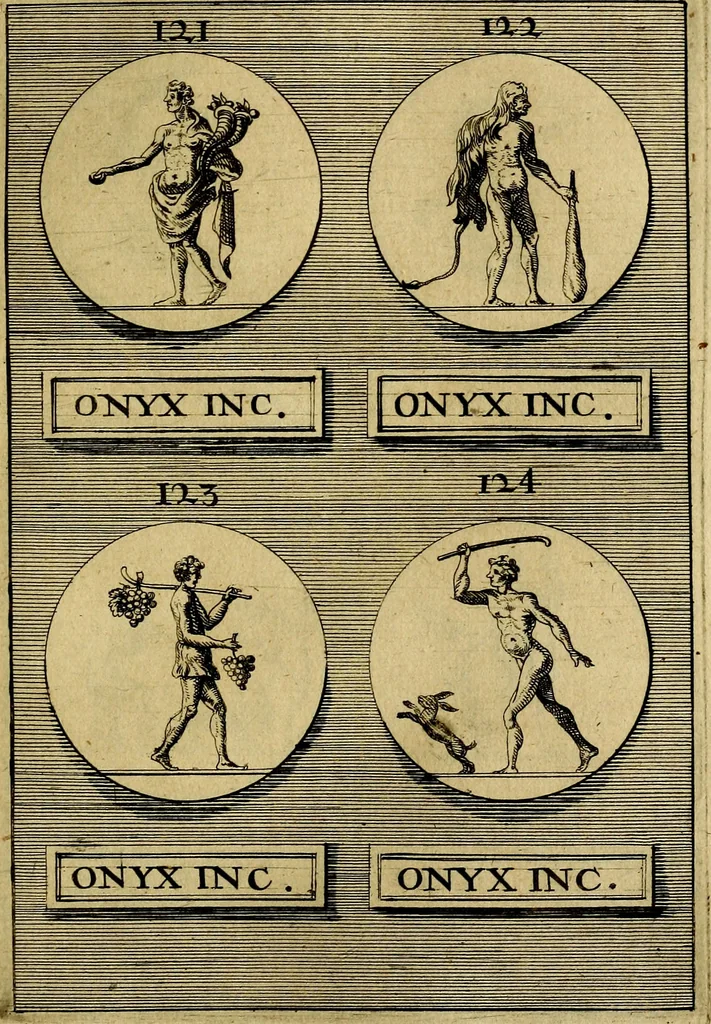 An illustration from Dactyliothecae, seu Annulorum sigillarium quorum priscos tam Graecos quam Romanos usus, ex ferro, aere, argento & auro promptuarii ... Collectis aliunde & ineditis & editis annulorum figuris auctior;, 1695, leaf 428