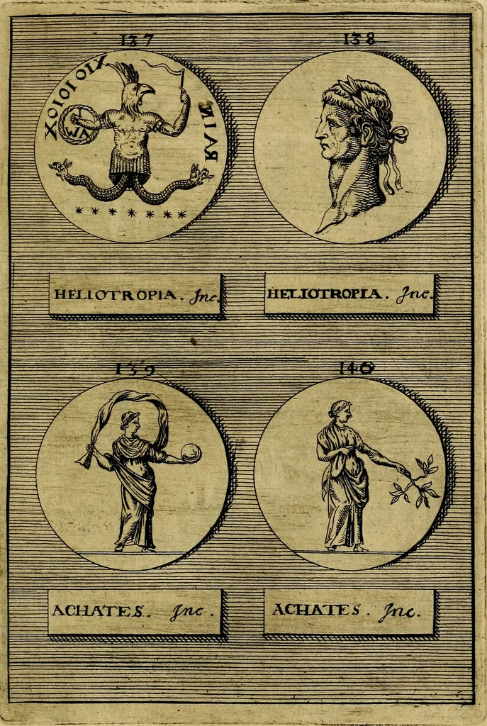 An illustration from Dactyliothecae, seu Annulorum sigillarium quorum priscos tam Graecos quam Romanos usus, ex ferro, aere, argento & auro promptuarii ... Collectis aliunde & ineditis & editis annulorum figuris auctior;, 1695, leaf 436