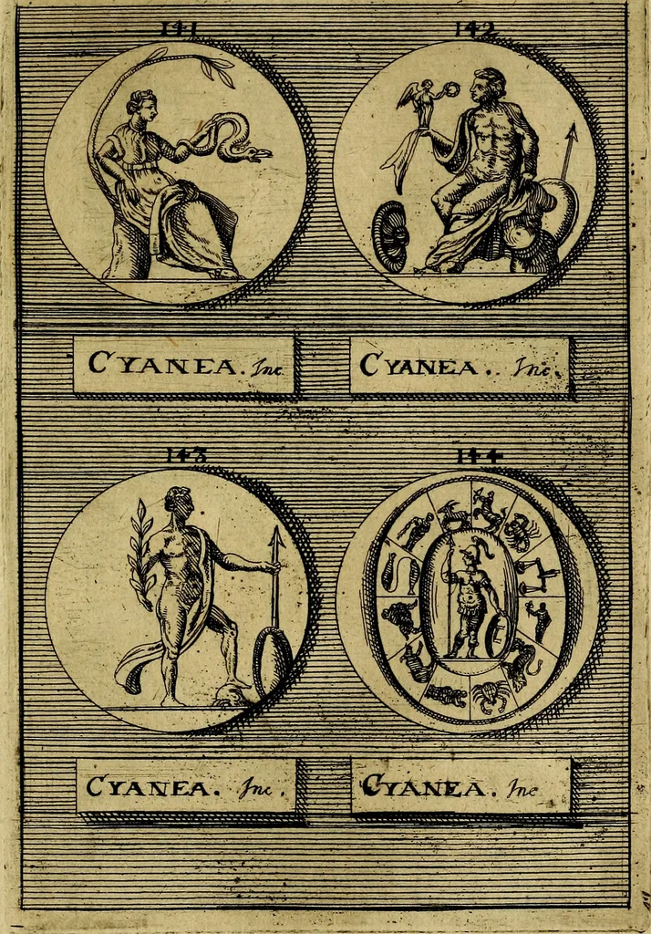 An illustration from Dactyliothecae, seu Annulorum sigillarium quorum priscos tam Graecos quam Romanos usus, ex ferro, aere, argento & auro promptuarii ... Collectis aliunde & ineditis & editis annulorum figuris auctior;, 1695, leaf 438