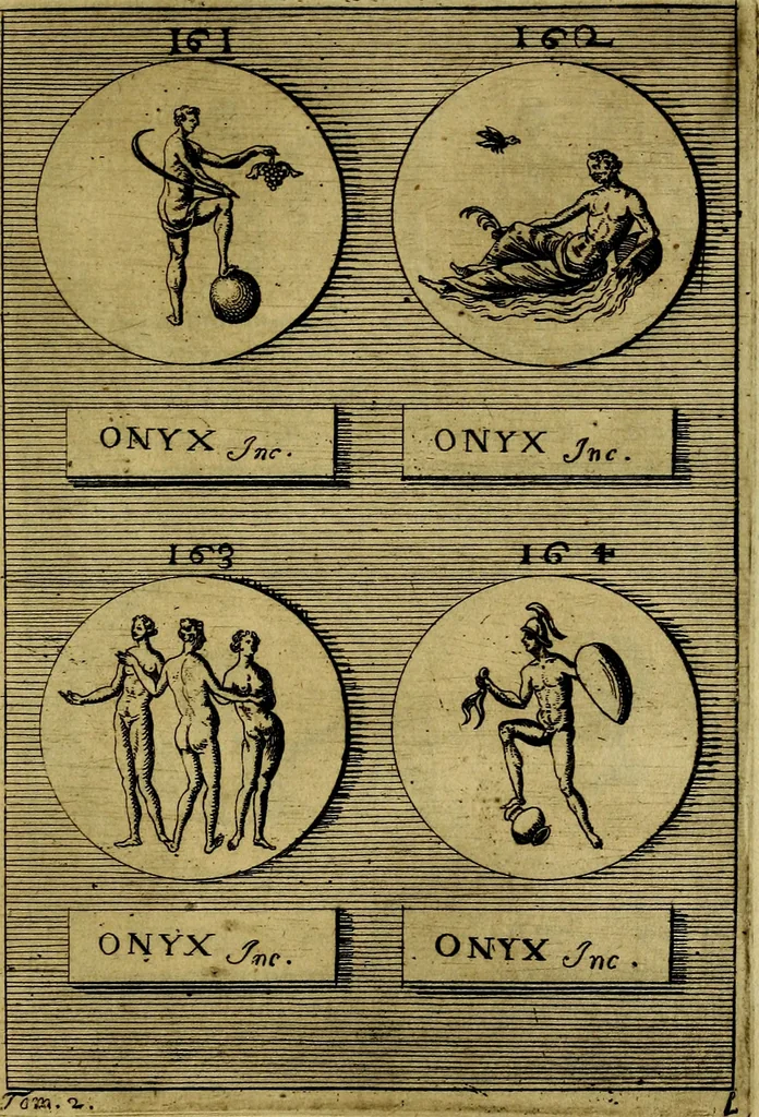 An illustration from Dactyliothecae, seu Annulorum sigillarium quorum priscos tam Graecos quam Romanos usus, ex ferro, aere, argento & auro promptuarii ... Collectis aliunde & ineditis & editis annulorum figuris auctior;, 1695, leaf 448