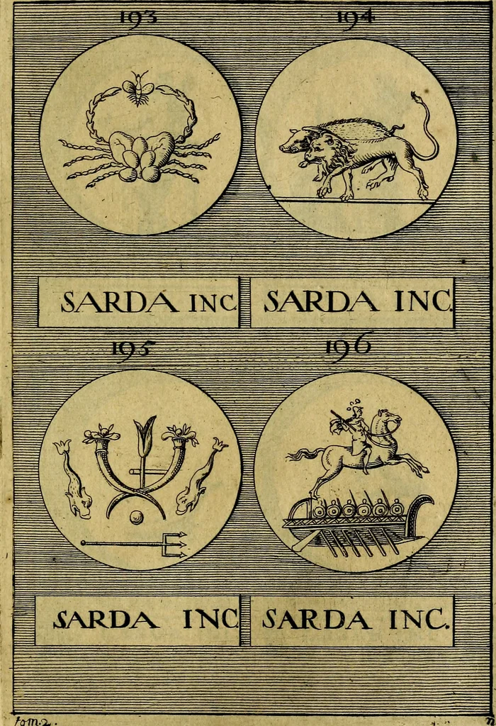 An illustration from Dactyliothecae, seu Annulorum sigillarium quorum priscos tam Graecos quam Romanos usus, ex ferro, aere, argento & auro promptuarii ... Collectis aliunde & ineditis & editis annulorum figuris auctior;, 1695, leaf 464