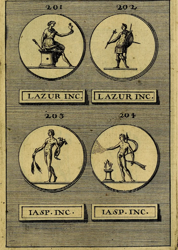 An illustration from Dactyliothecae, seu Annulorum sigillarium quorum priscos tam Graecos quam Romanos usus, ex ferro, aere, argento & auro promptuarii ... Collectis aliunde & ineditis & editis annulorum figuris auctior;, 1695, leaf 468