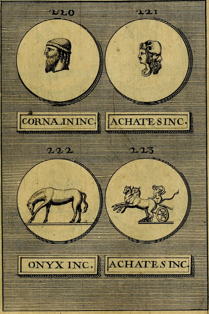 An illustration from Dactyliothecae, seu Annulorum sigillarium quorum priscos tam Graecos quam Romanos usus, ex ferro, aere, argento & auro promptuarii ... Collectis aliunde & ineditis & editis annulorum figuris auctior;, 1695, leaf 478