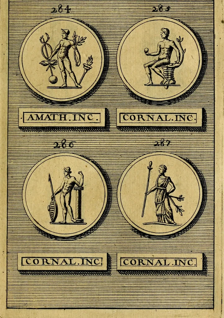 An illustration from Dactyliothecae, seu Annulorum sigillarium quorum priscos tam Graecos quam Romanos usus, ex ferro, aere, argento & auro promptuarii ... Collectis aliunde & ineditis & editis annulorum figuris auctior;, 1695, leaf 510