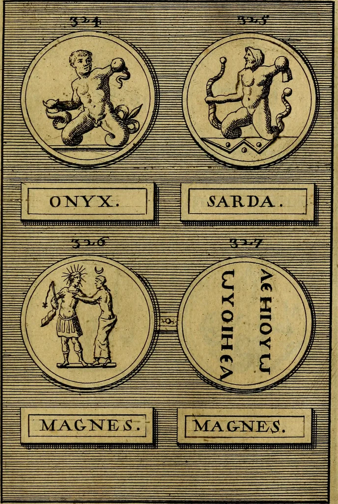 An illustration from Dactyliothecae, seu Annulorum sigillarium quorum priscos tam Graecos quam Romanos usus, ex ferro, aere, argento & auro promptuarii ... Collectis aliunde & ineditis & editis annulorum figuris auctior;, 1695, leaf 530