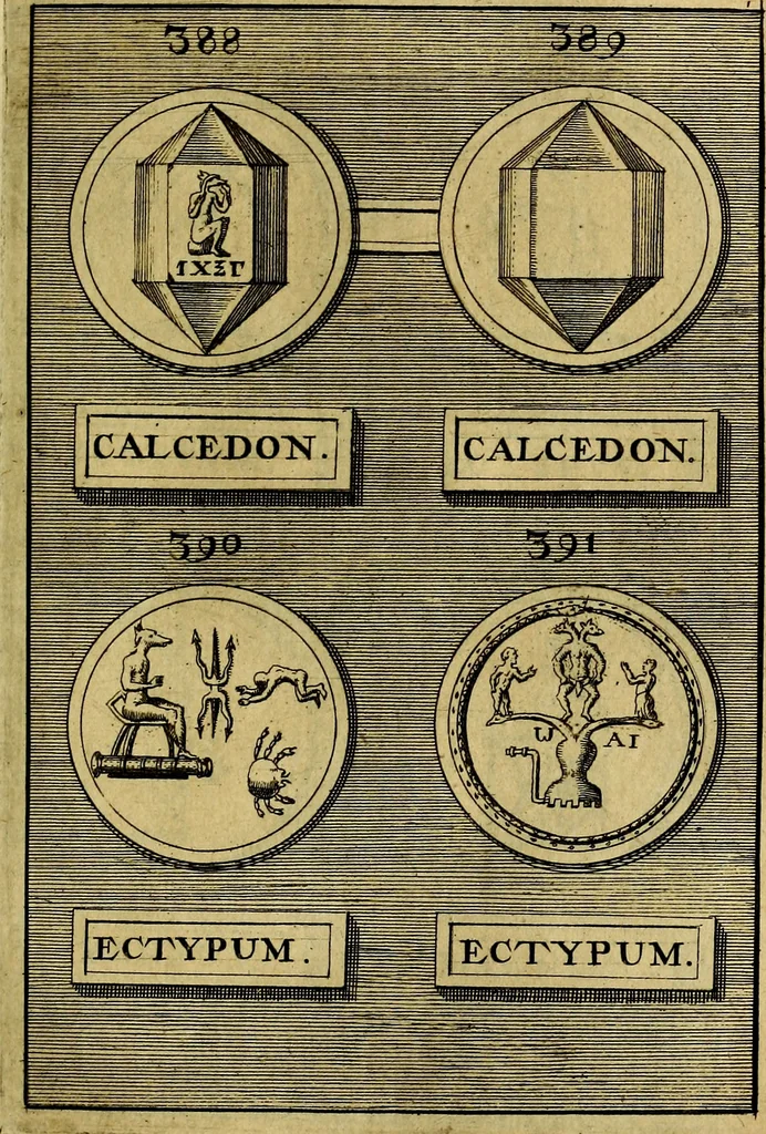 An illustration from Dactyliothecae, seu Annulorum sigillarium quorum priscos tam Graecos quam Romanos usus, ex ferro, aere, argento & auro promptuarii ... Collectis aliunde & ineditis & editis annulorum figuris auctior;, 1695, leaf 562