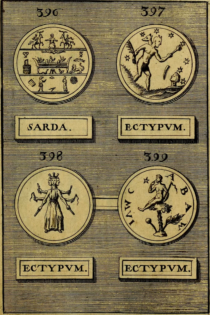An illustration from Dactyliothecae, seu Annulorum sigillarium quorum priscos tam Graecos quam Romanos usus, ex ferro, aere, argento & auro promptuarii ... Collectis aliunde & ineditis & editis annulorum figuris auctior;, 1695, leaf 566