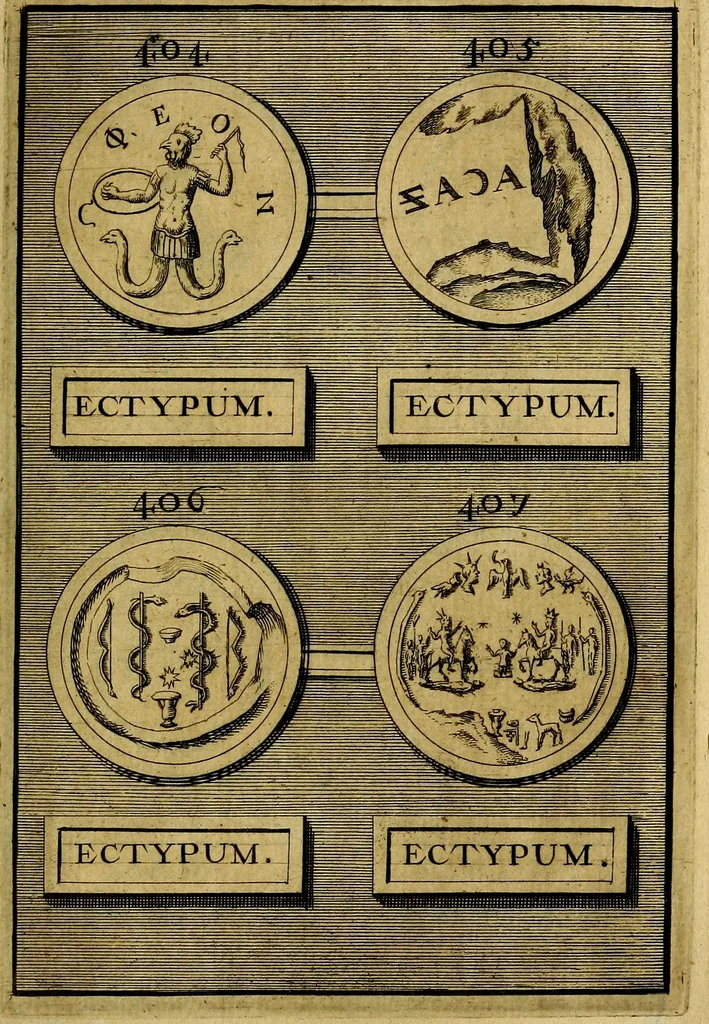 An illustration from Dactyliothecae, seu Annulorum sigillarium quorum priscos tam Graecos quam Romanos usus, ex ferro, aere, argento & auro promptuarii ... Collectis aliunde & ineditis & editis annulorum figuris auctior;, 1695, leaf 570