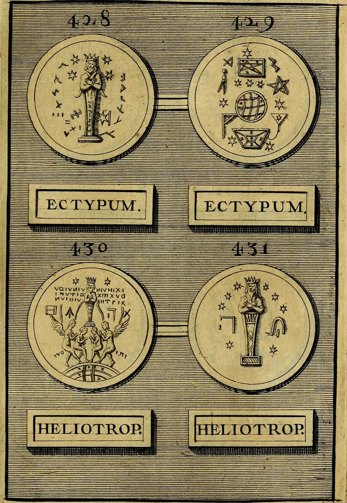 An illustration from Dactyliothecae, seu Annulorum sigillarium quorum priscos tam Graecos quam Romanos usus, ex ferro, aere, argento & auro promptuarii ... Collectis aliunde & ineditis & editis annulorum figuris auctior;, 1695, leaf 582