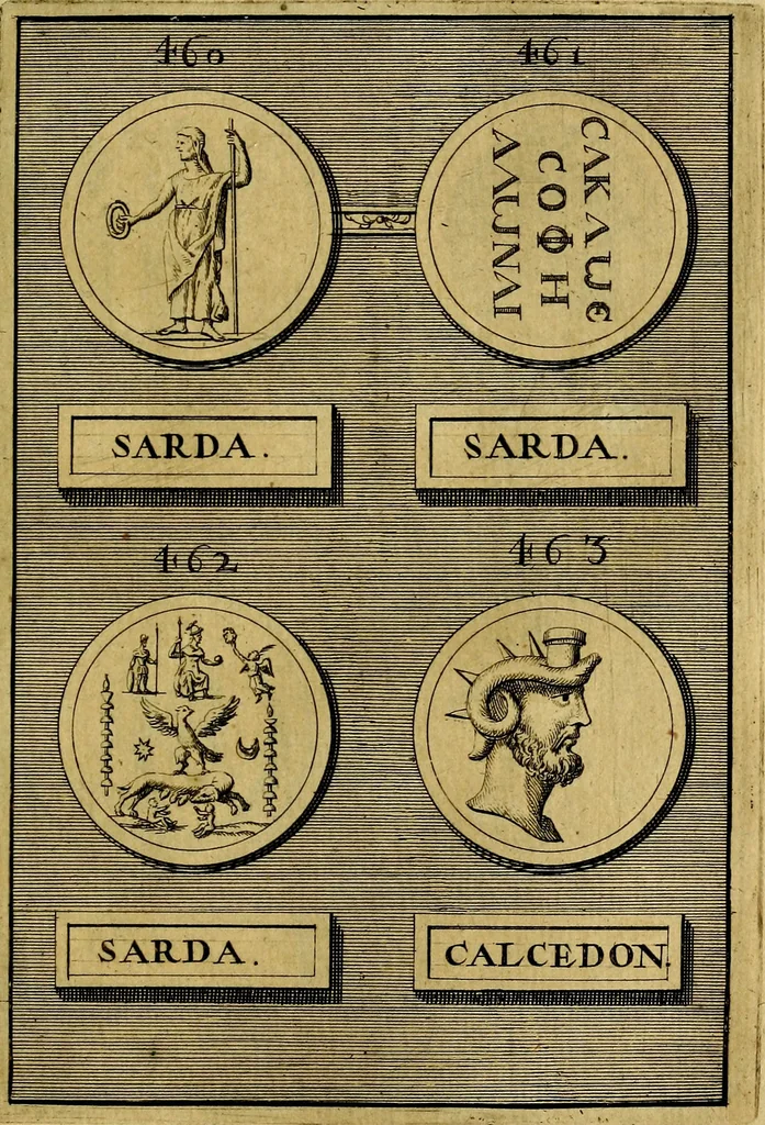 An illustration from Dactyliothecae, seu Annulorum sigillarium quorum priscos tam Graecos quam Romanos usus, ex ferro, aere, argento & auro promptuarii ... Collectis aliunde & ineditis & editis annulorum figuris auctior;, 1695, leaf 598