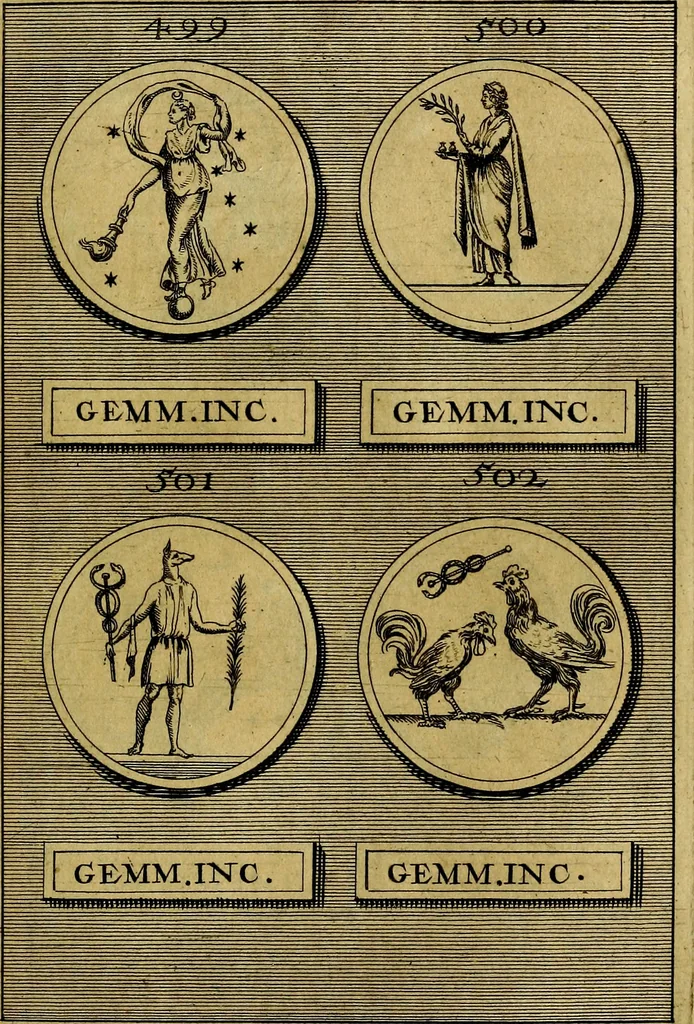 An illustration from Dactyliothecae, seu Annulorum sigillarium quorum priscos tam Graecos quam Romanos usus, ex ferro, aere, argento & auro promptuarii ... Collectis aliunde & ineditis & editis annulorum figuris auctior;, 1695, leaf 618