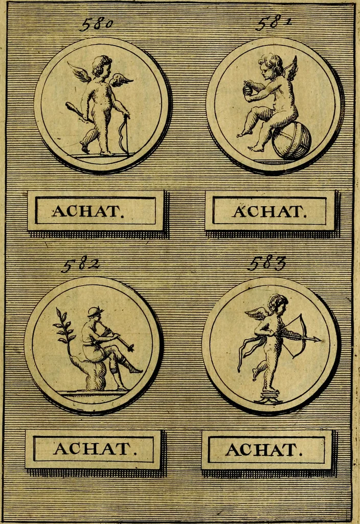An illustration from Dactyliothecae, seu Annulorum sigillarium quorum priscos tam Graecos quam Romanos usus, ex ferro, aere, argento & auro promptuarii ... Collectis aliunde & ineditis & editis annulorum figuris auctior;, 1695, leaf 662