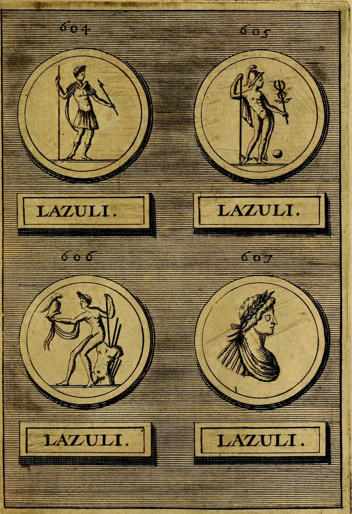 An illustration from Dactyliothecae, seu Annulorum sigillarium quorum priscos tam Graecos quam Romanos usus, ex ferro, aere, argento & auro promptuarii ... Collectis aliunde & ineditis & editis annulorum figuris auctior;, 1695, leaf 674
