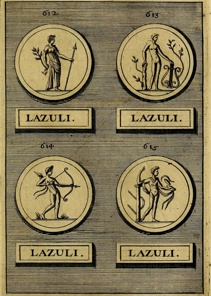 An illustration from Dactyliothecae, seu Annulorum sigillarium quorum priscos tam Graecos quam Romanos usus, ex ferro, aere, argento & auro promptuarii ... Collectis aliunde & ineditis & editis annulorum figuris auctior;, 1695, leaf 678