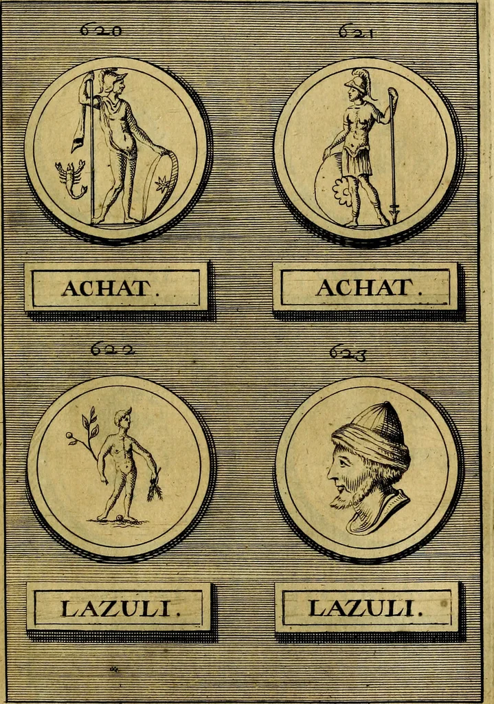 An illustration from Dactyliothecae, seu Annulorum sigillarium quorum priscos tam Graecos quam Romanos usus, ex ferro, aere, argento & auro promptuarii ... Collectis aliunde & ineditis & editis annulorum figuris auctior;, 1695, leaf 682