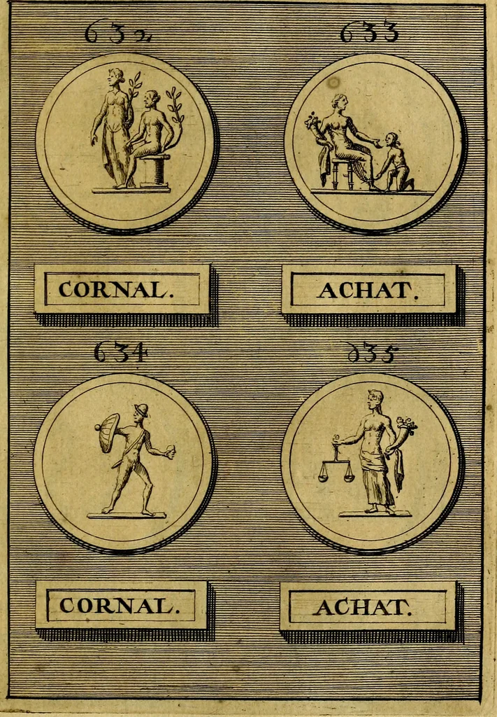 An illustration from Dactyliothecae, seu Annulorum sigillarium quorum priscos tam Graecos quam Romanos usus, ex ferro, aere, argento & auro promptuarii ... Collectis aliunde & ineditis & editis annulorum figuris auctior;, 1695, leaf 688