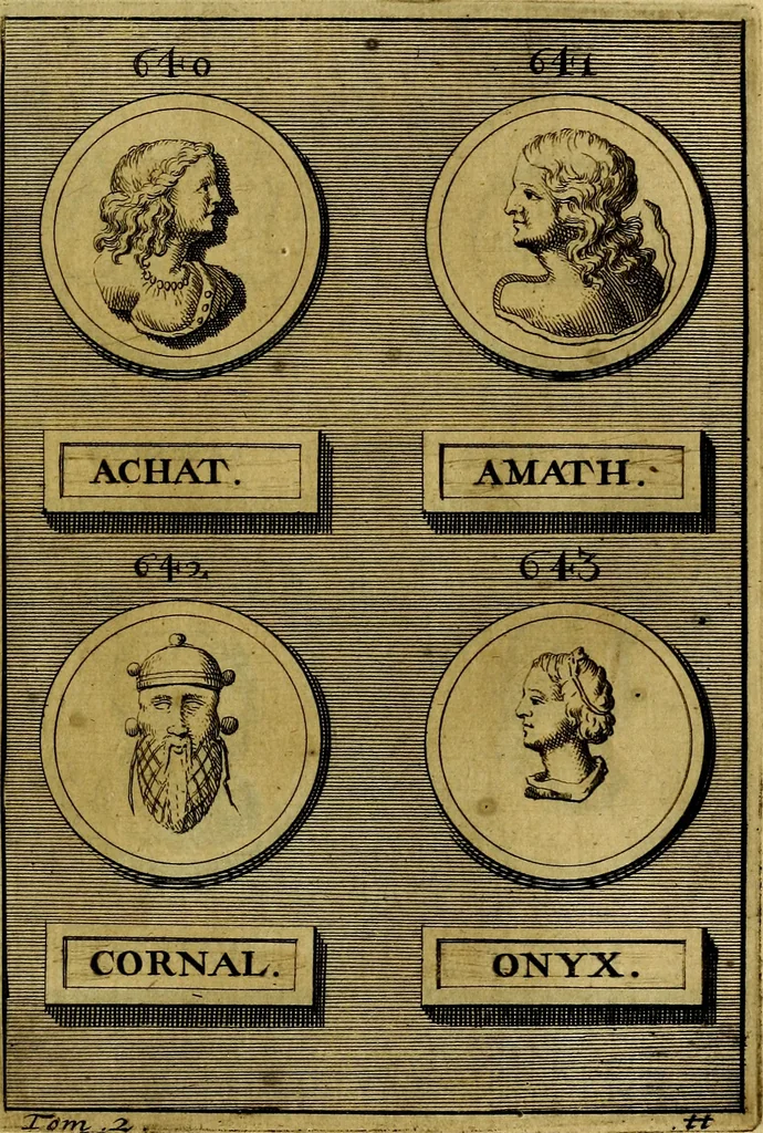 An illustration from Dactyliothecae, seu Annulorum sigillarium quorum priscos tam Graecos quam Romanos usus, ex ferro, aere, argento & auro promptuarii ... Collectis aliunde & ineditis & editis annulorum figuris auctior;, 1695, leaf 692