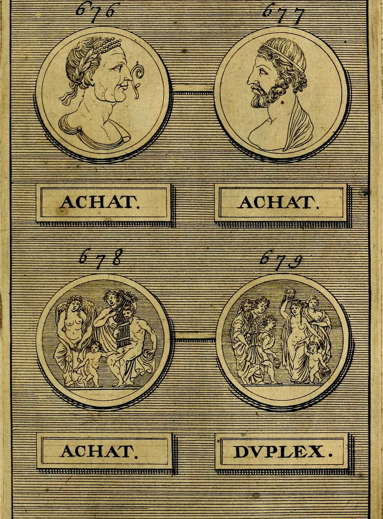 An illustration from Dactyliothecae, seu Annulorum sigillarium quorum priscos tam Graecos quam Romanos usus, ex ferro, aere, argento & auro promptuarii ... Collectis aliunde & ineditis & editis annulorum figuris auctior;, 1695, leaf 710