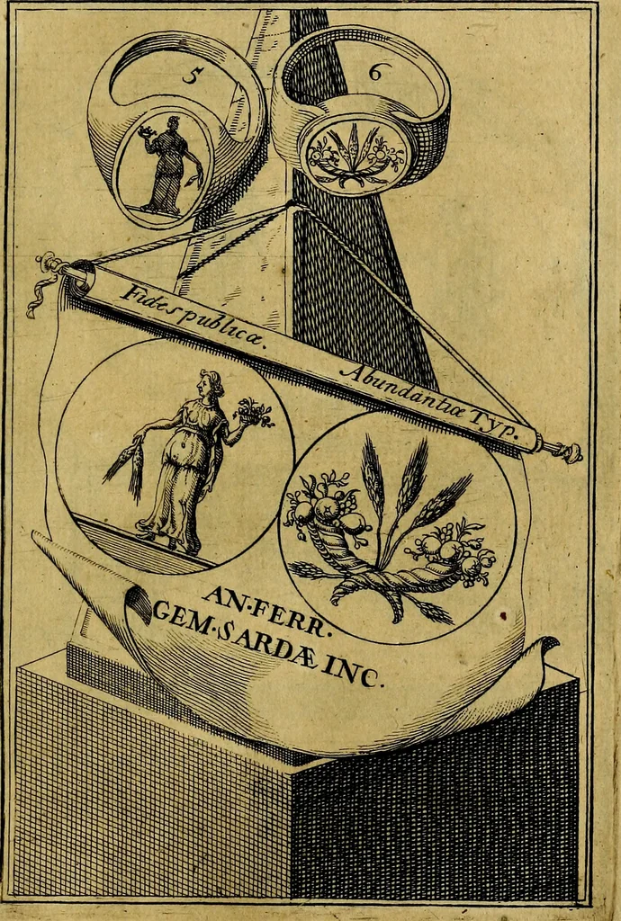 An illustration from Dactyliothecae, seu Annulorum sigillarium quorum priscos tam Graecos quam Romanos usus, ex ferro, aere, argento & auro promptuarii ... Collectis aliunde & ineditis & editis annulorum figuris auctior;, 1695, leaf 90
