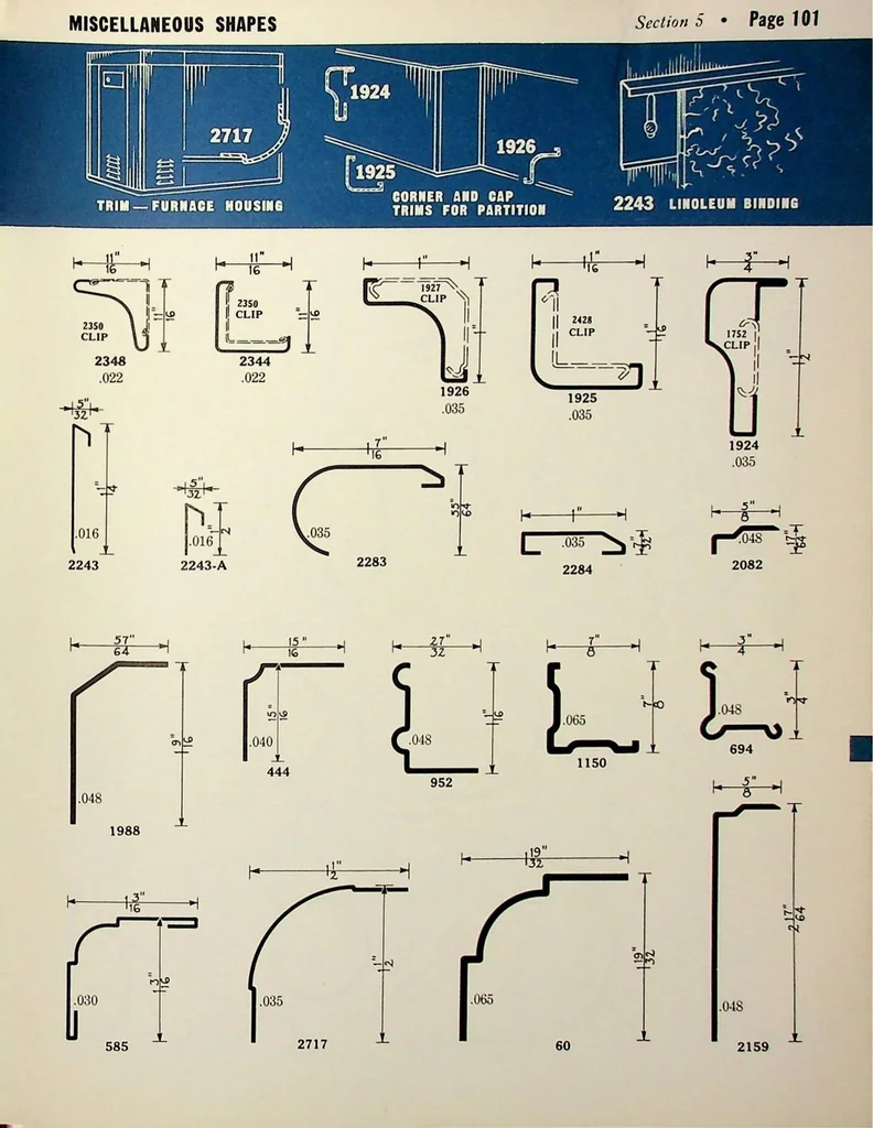 An illustration from Dahlstrom Metal Mouldings 1967, 1967, leaf 101