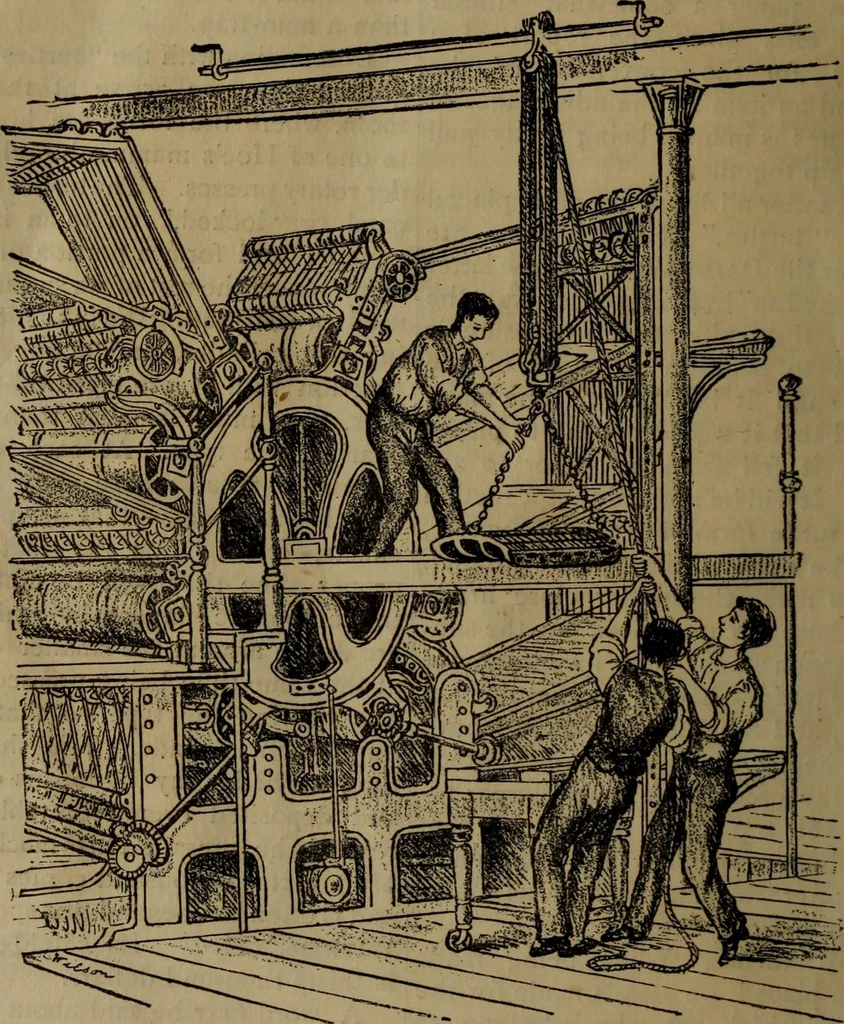 An illustration from The daily newspaper : the history of its production and distribution / [G.H.F.]., 1878, leaf 12