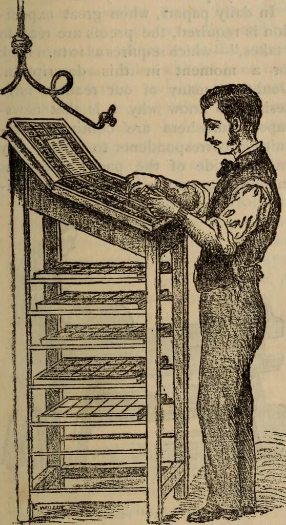 An illustration from The daily newspaper : the history of its production and distribution / [G.H.F.]., 1878, leaf 7