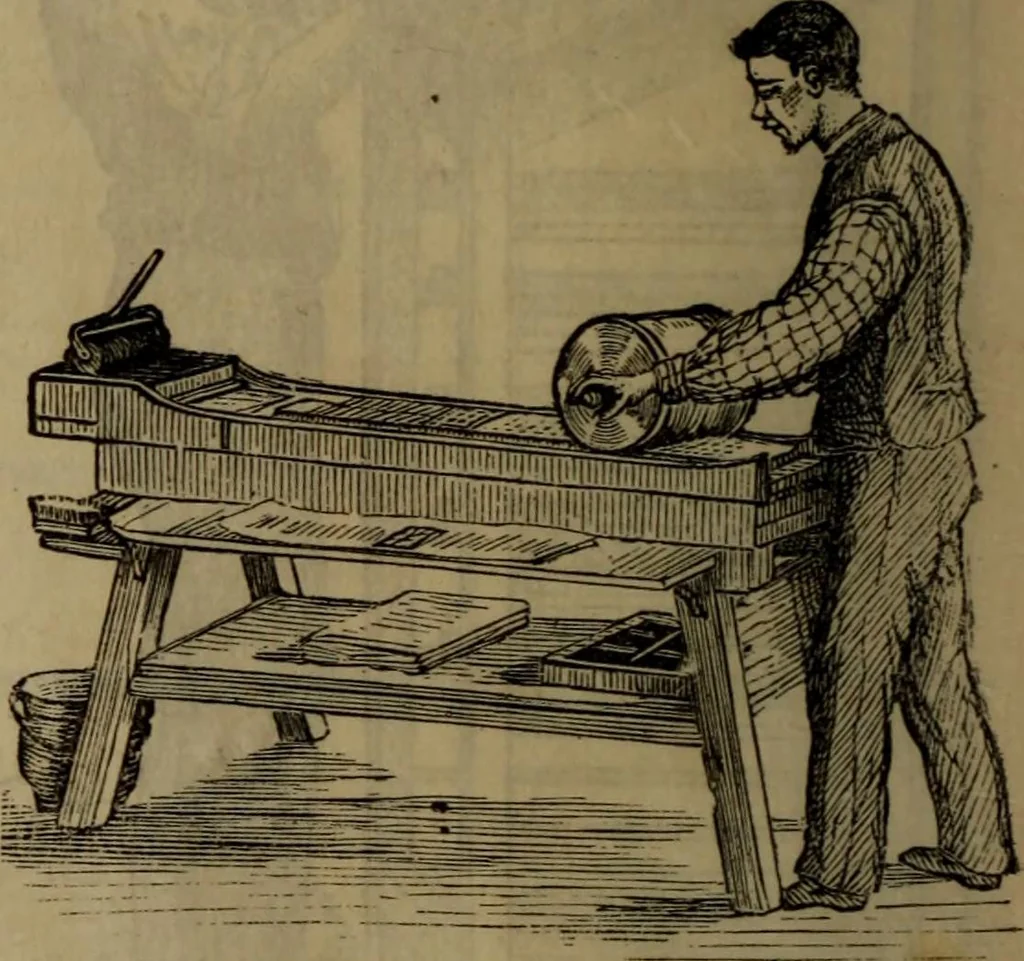 An illustration from The daily newspaper : the history of its production and distribution / [G.H.F.]., 1878, leaf 8