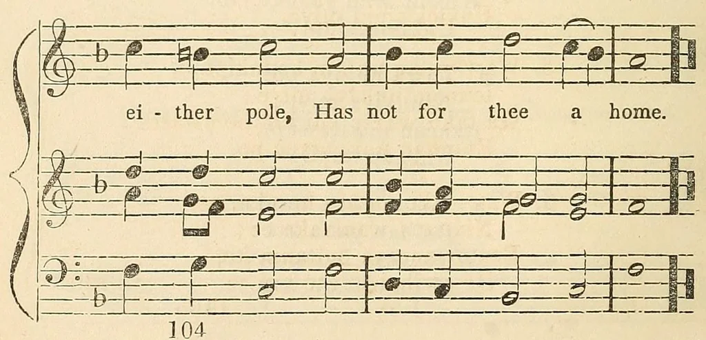 An illustration from Dakota odowan : Hymns in the Dakota language, with tunes, 1868, leaf 110