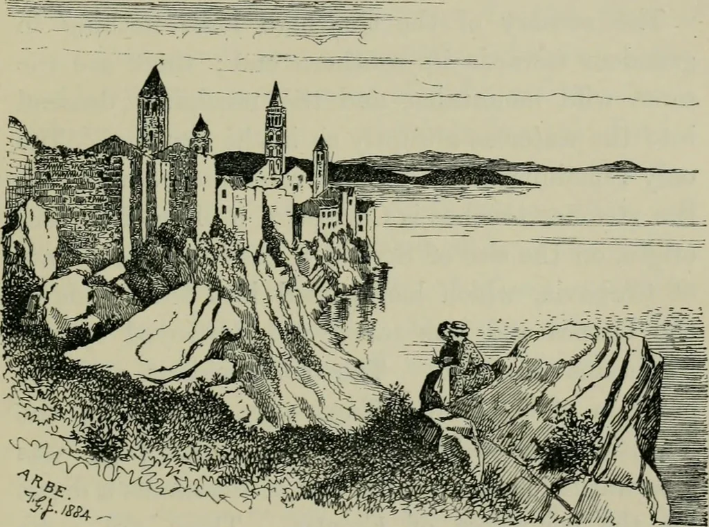 An illustration from Dalmatia, the Quarnero and Istria, with Cettigne in Montenegro and the island of Grado, 1887, leaf 268