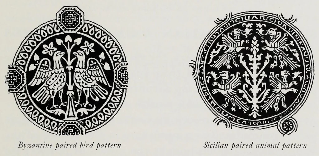 An illustration from Damasks : their origin & ornamentation, 1920, leaf 21