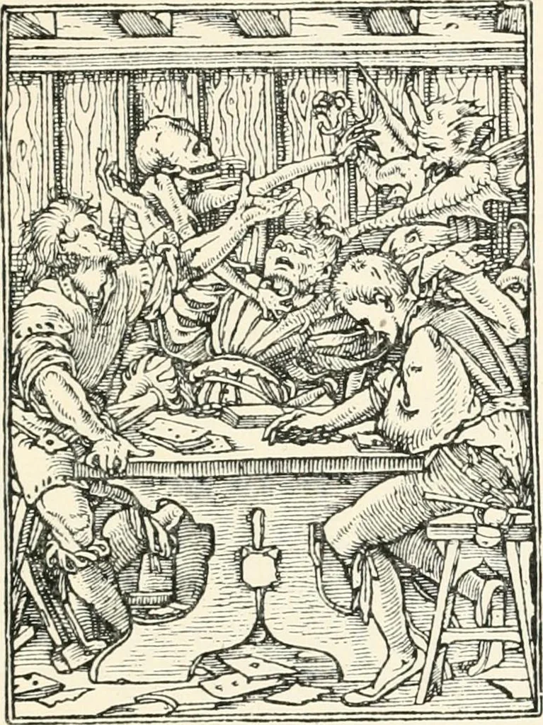 An illustration from The dance of death : the full series of wood engravings reproduced in phototype from the proofs and original editions, 1886, leaf 105