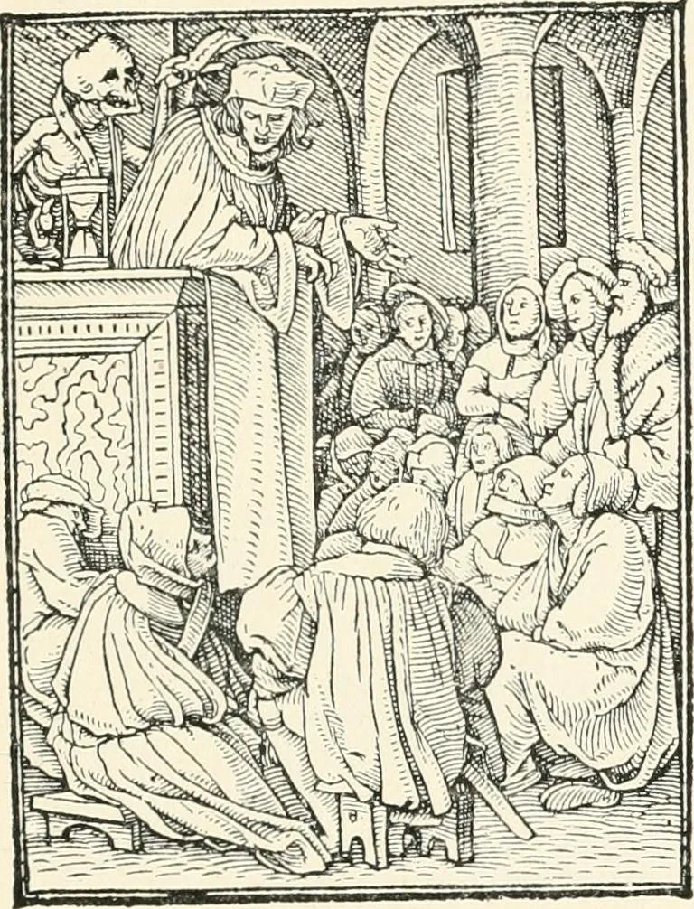 An illustration from The dance of death : the full series of wood engravings reproduced in phototype from the proofs and original editions, 1886, leaf 27