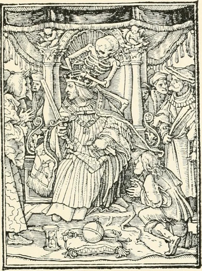 An illustration from The dance of death : the full series of wood engravings reproduced in phototype from the proofs and original editions, 1886, leaf 33