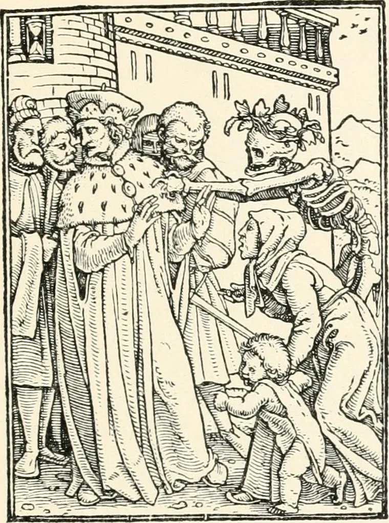 An illustration from The dance of death : the full series of wood engravings reproduced in phototype from the proofs and original editions, 1886, leaf 37