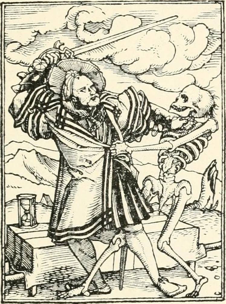 An illustration from The dance of death : the full series of wood engravings reproduced in phototype from the proofs and original editions, 1886, leaf 43