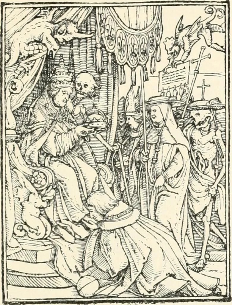 An illustration from The dance of death : the full series of wood engravings reproduced in phototype from the proofs and original editions, 1886, leaf 55