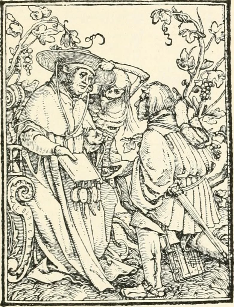 An illustration from The dance of death : the full series of wood engravings reproduced in phototype from the proofs and original editions, 1886, leaf 57
