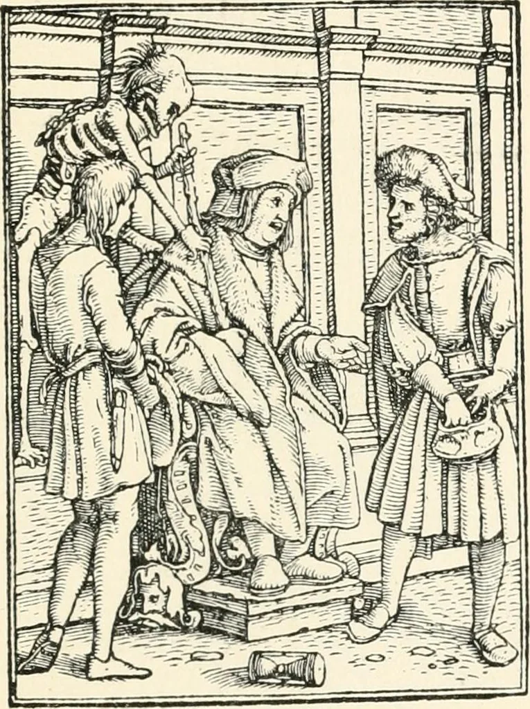 An illustration from The dance of death : the full series of wood engravings reproduced in phototype from the proofs and original editions, 1886, leaf 59