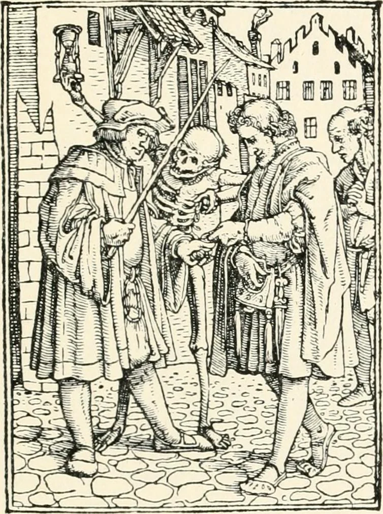 An illustration from The dance of death : the full series of wood engravings reproduced in phototype from the proofs and original editions, 1886, leaf 61