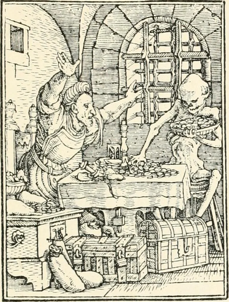 An illustration from The dance of death : the full series of wood engravings reproduced in phototype from the proofs and original editions, 1886, leaf 63