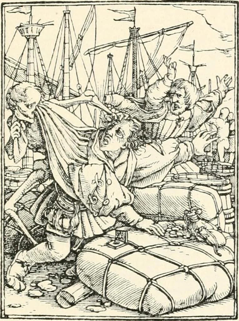 An illustration from The dance of death : the full series of wood engravings reproduced in phototype from the proofs and original editions, 1886, leaf 65
