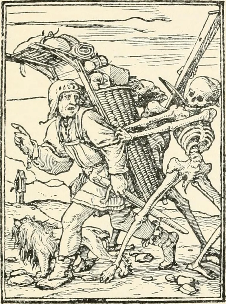 An illustration from The dance of death : the full series of wood engravings reproduced in phototype from the proofs and original editions, 1886, leaf 67