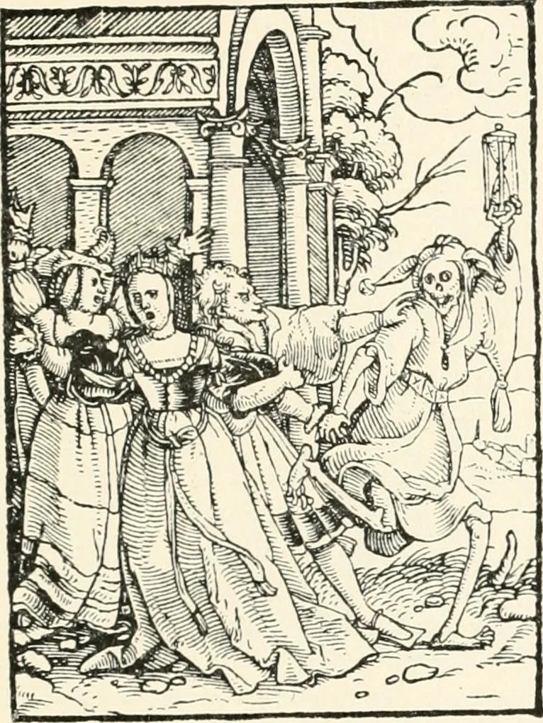 An illustration from The dance of death : the full series of wood engravings reproduced in phototype from the proofs and original editions, 1886, leaf 77