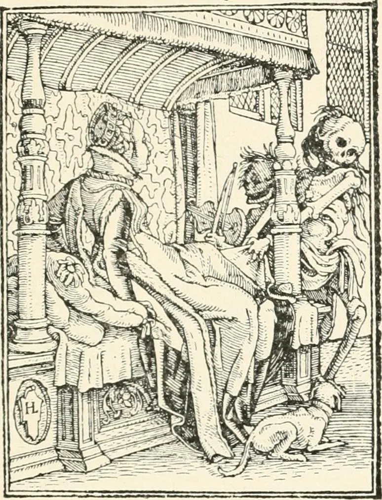 An illustration from The dance of death : the full series of wood engravings reproduced in phototype from the proofs and original editions, 1886, leaf 79