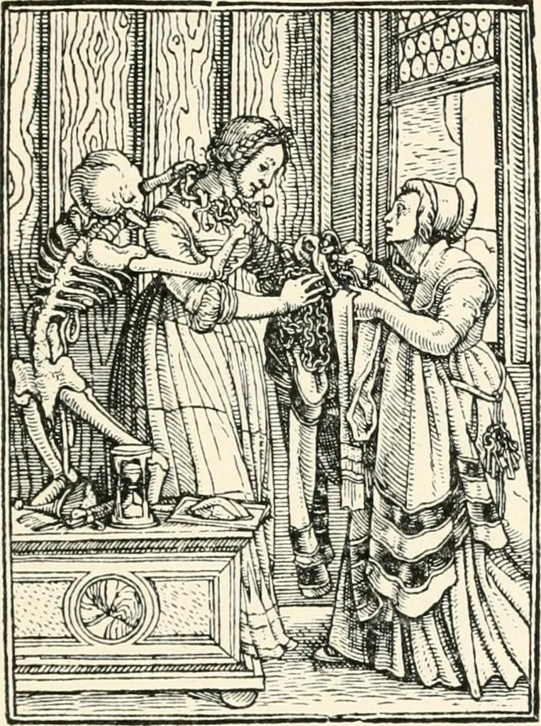 An illustration from The dance of death : the full series of wood engravings reproduced in phototype from the proofs and original editions, 1886, leaf 81